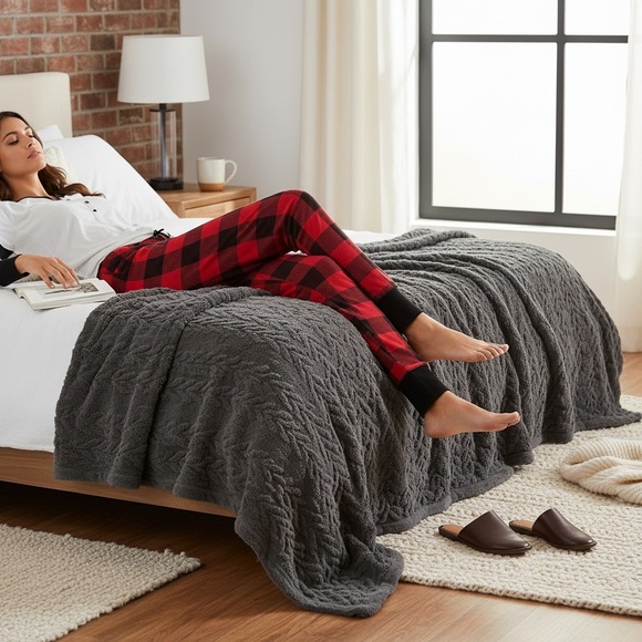 OLD NAVY L Red Black Buffalo Plaid Waffle Pajama Pants R $29 - Picture 4 of 9